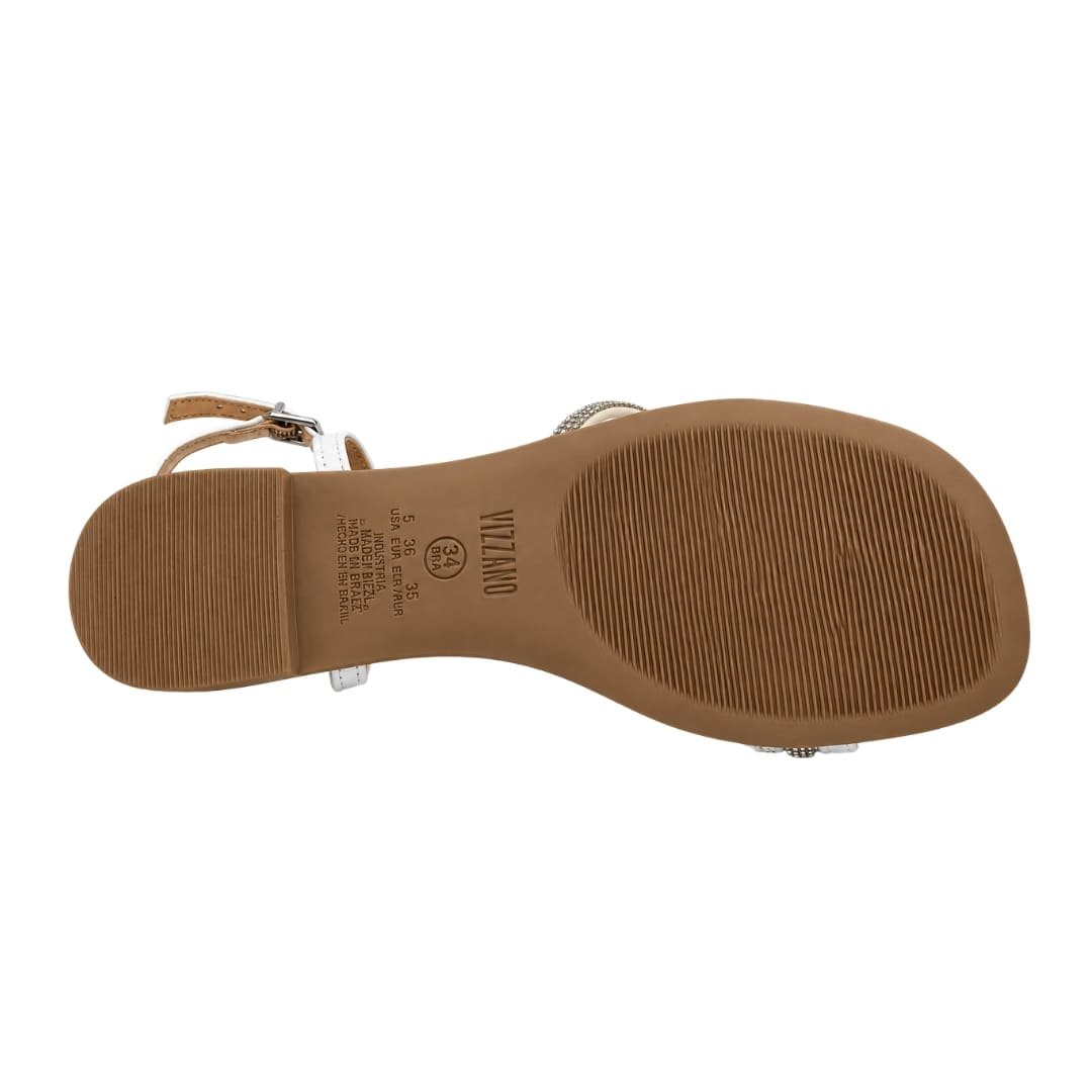 Sandália Rasteira Feminina Vizzano 6371.1070 Napa Calf com Strass Branco 3