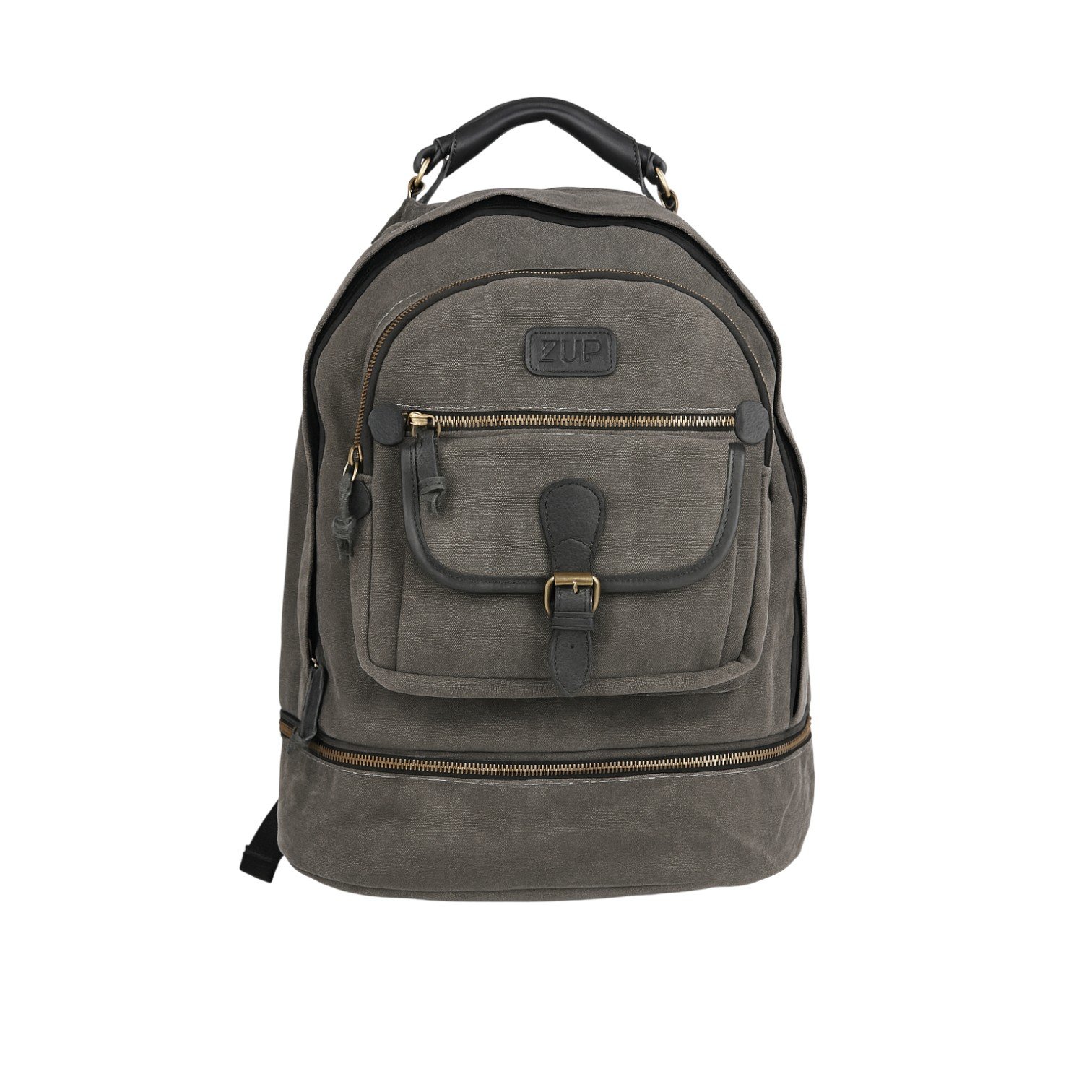 Mochila de Lona e Couro Zup Casual e Executiva