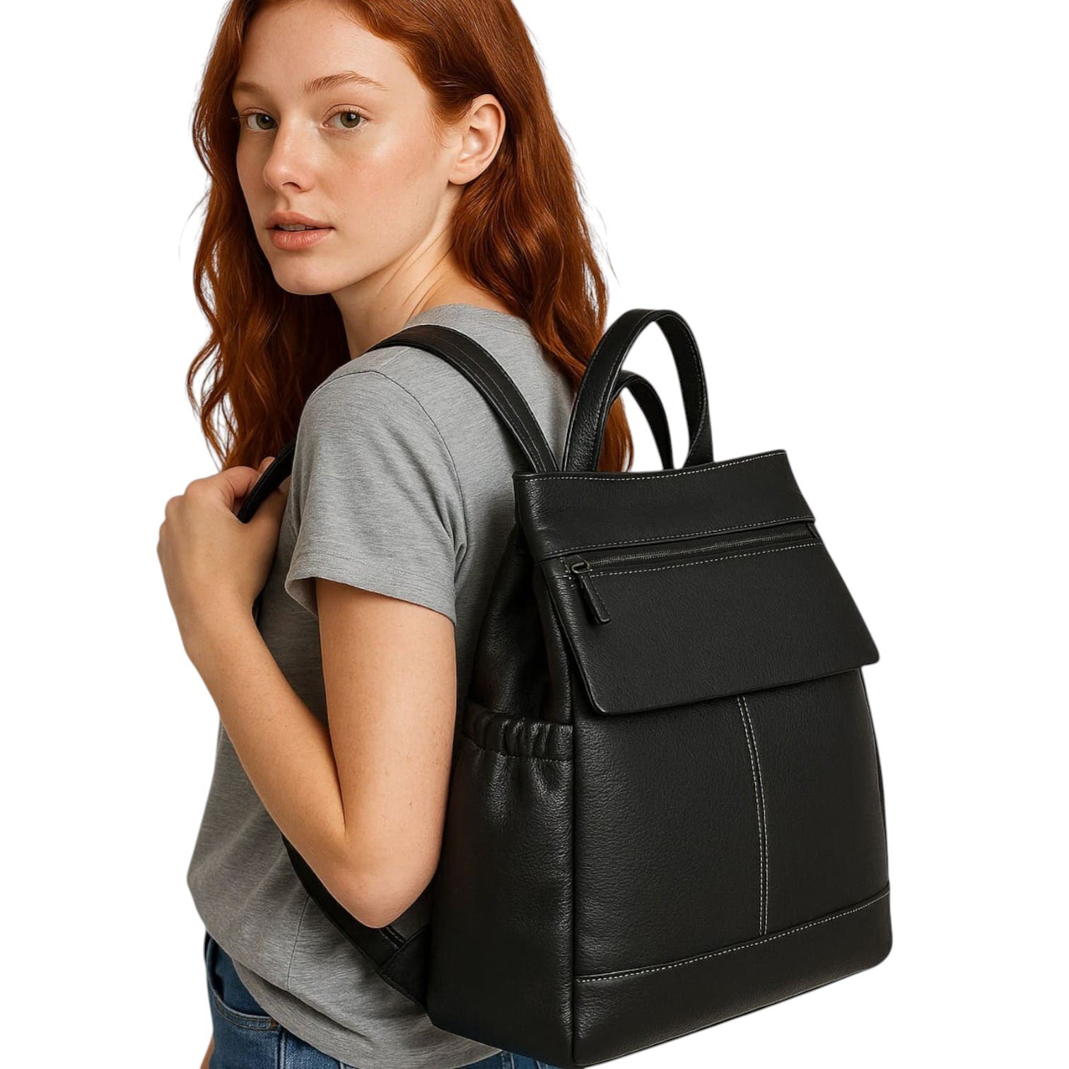 Mochila Feminina de Couro Milano Zup Antifurto Preto 2