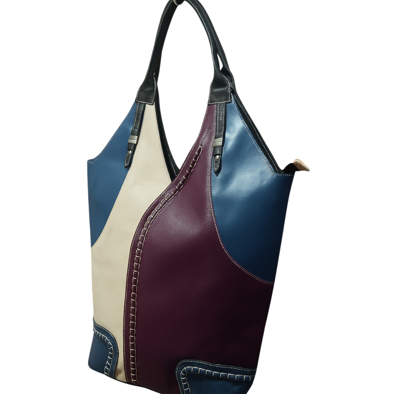 Bolsa Feminina de Couro Patchwork Artesanal Penedo Zup