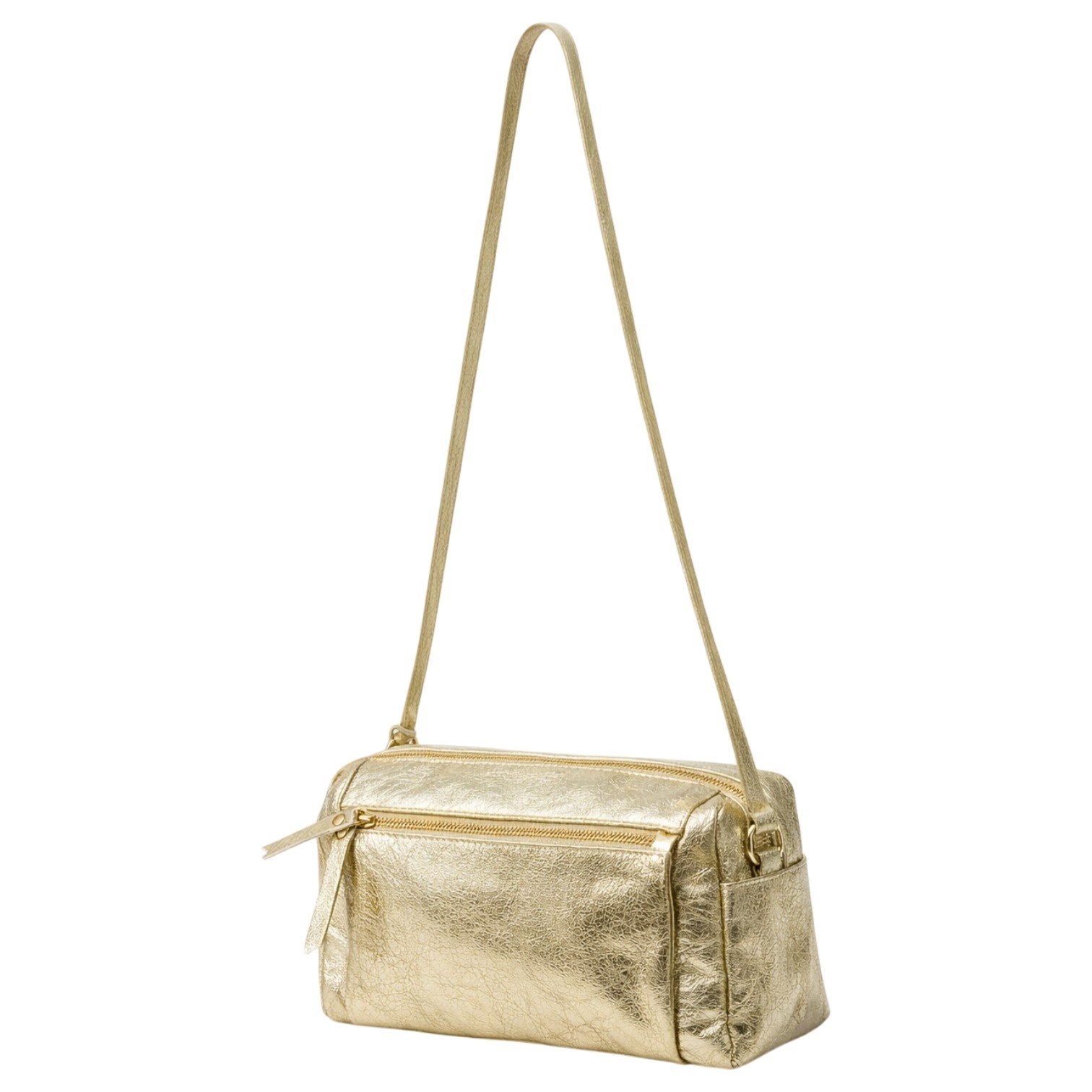Bolsa Verona Couro Legítimo Crossbody Feminina Zup Bags Dourado 5
