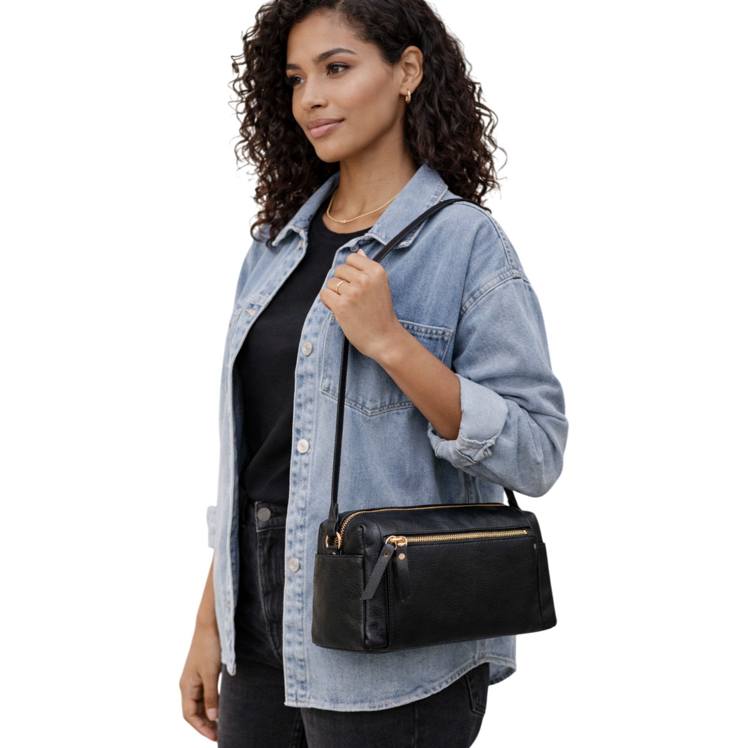 Bolsa Verona Couro Legítimo Crossbody Feminina Zup Bags Preto 2