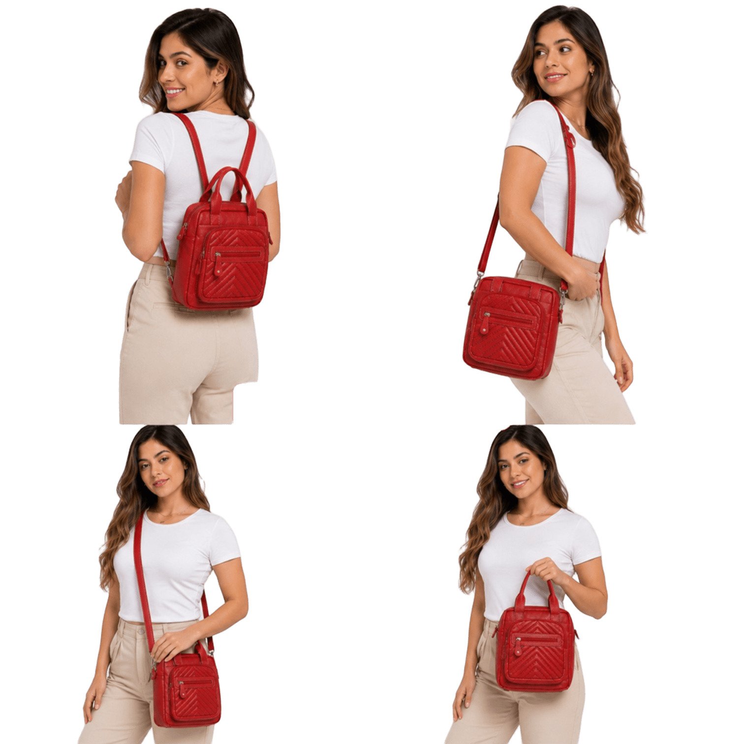 Mochila Bolsa Feminina Capri 4 em 1 Vermelho 3