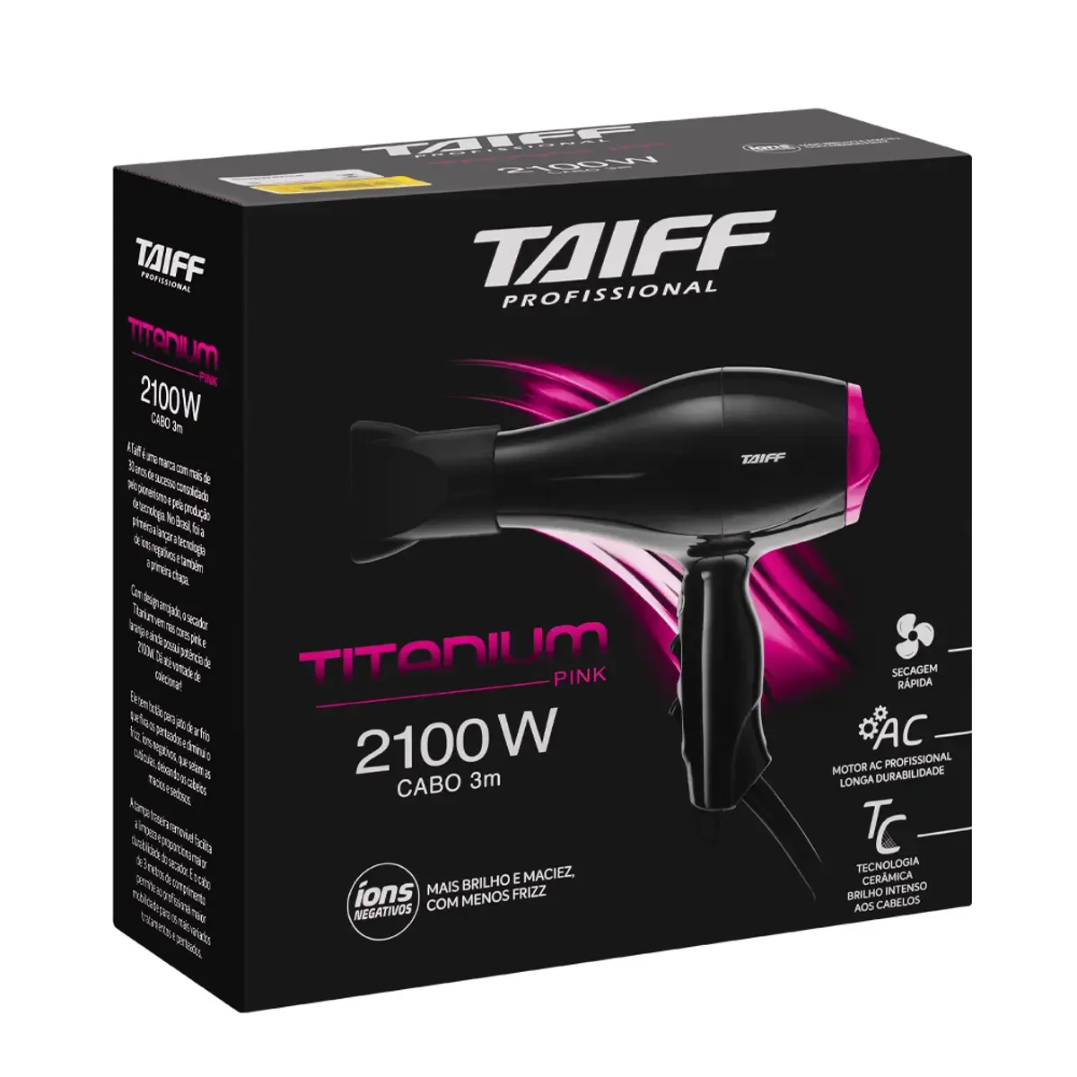 Secador de Cabelo Titanium 2100W Pink Preto 7