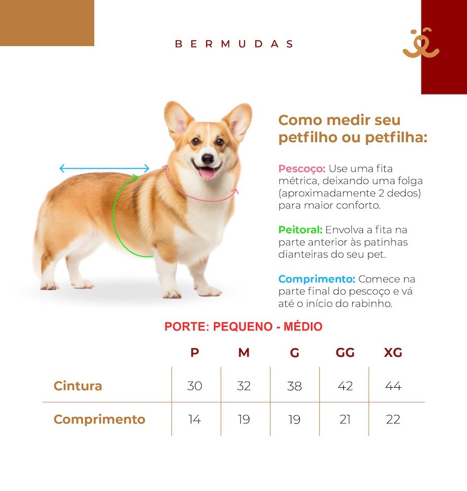 Bermuda para Pet - Brim - Vermelha Vermelho 3