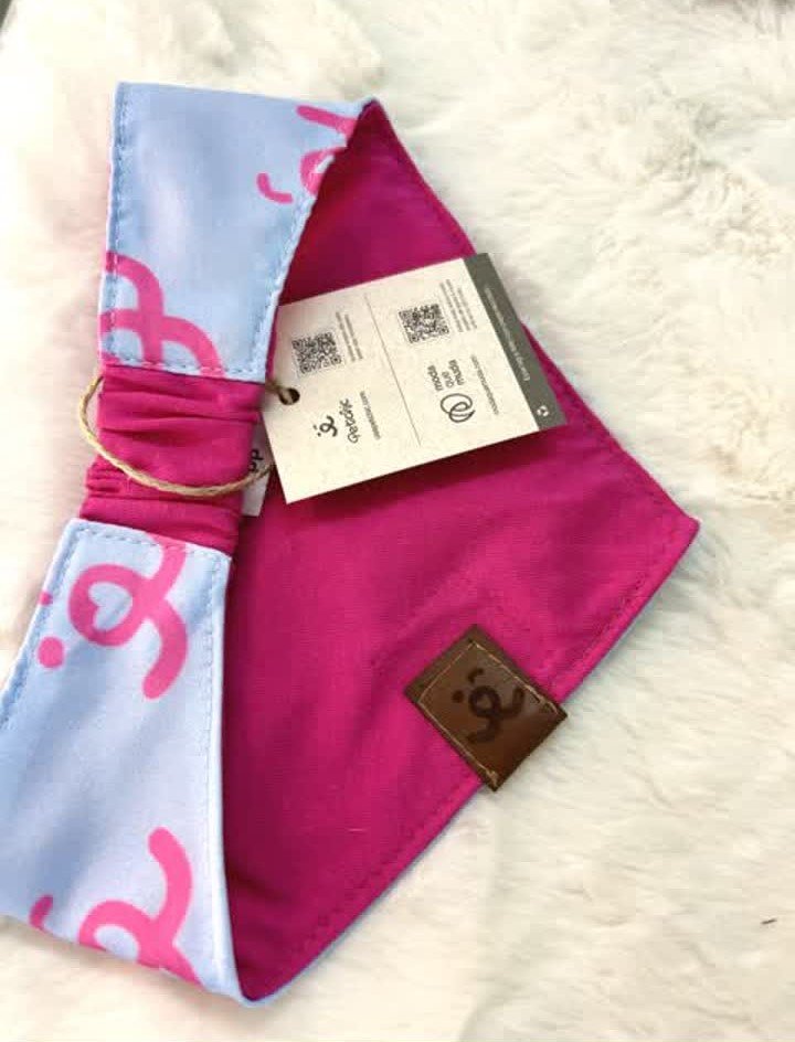 Bandana para Pet - Elo - com Elástico - Azul e Pink Azul/Pink 2