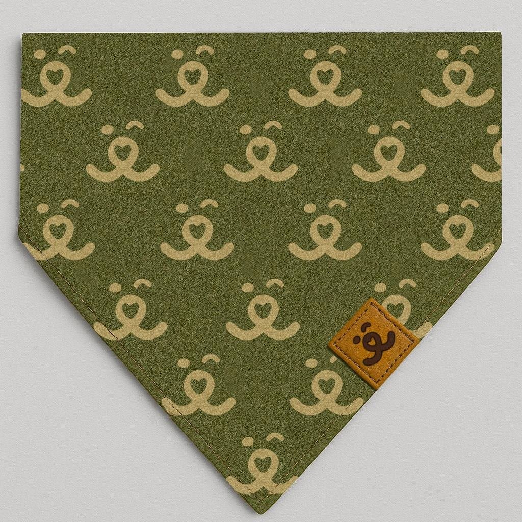 Bandana para Pet - Elo - com Elástico - Verde Musgo e Dourado Verde/Dourado 2