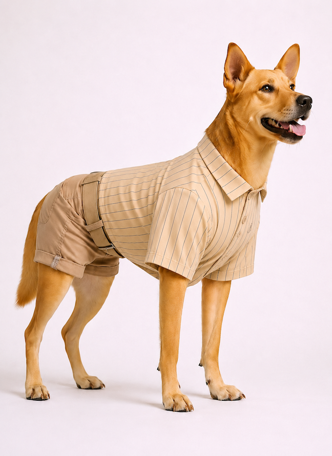 Bermuda para Pet em Brim - PetChic - Bege Bege 2