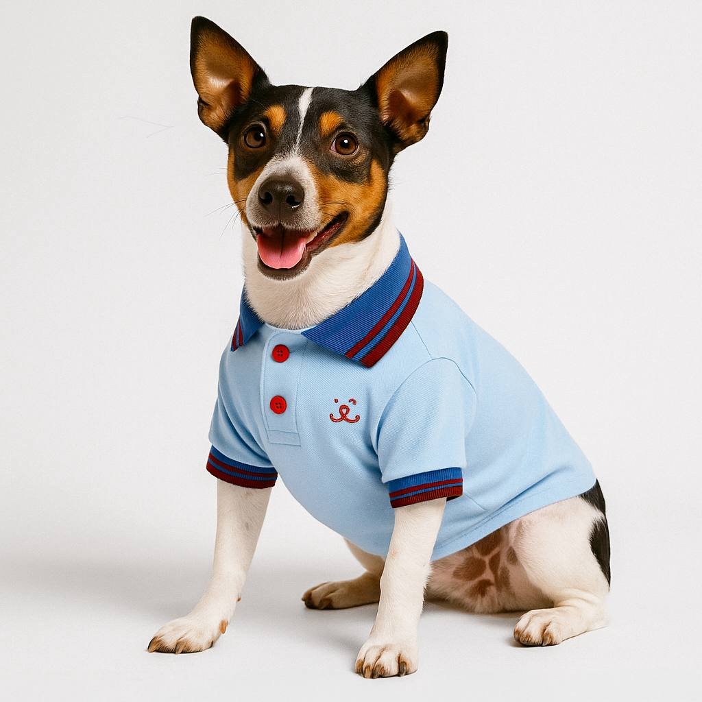 Camisa Polo para Pet - Azul Bebê