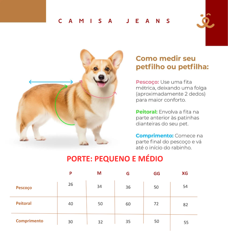 Camisa para Pet - Jeans Benesser Azul 4
