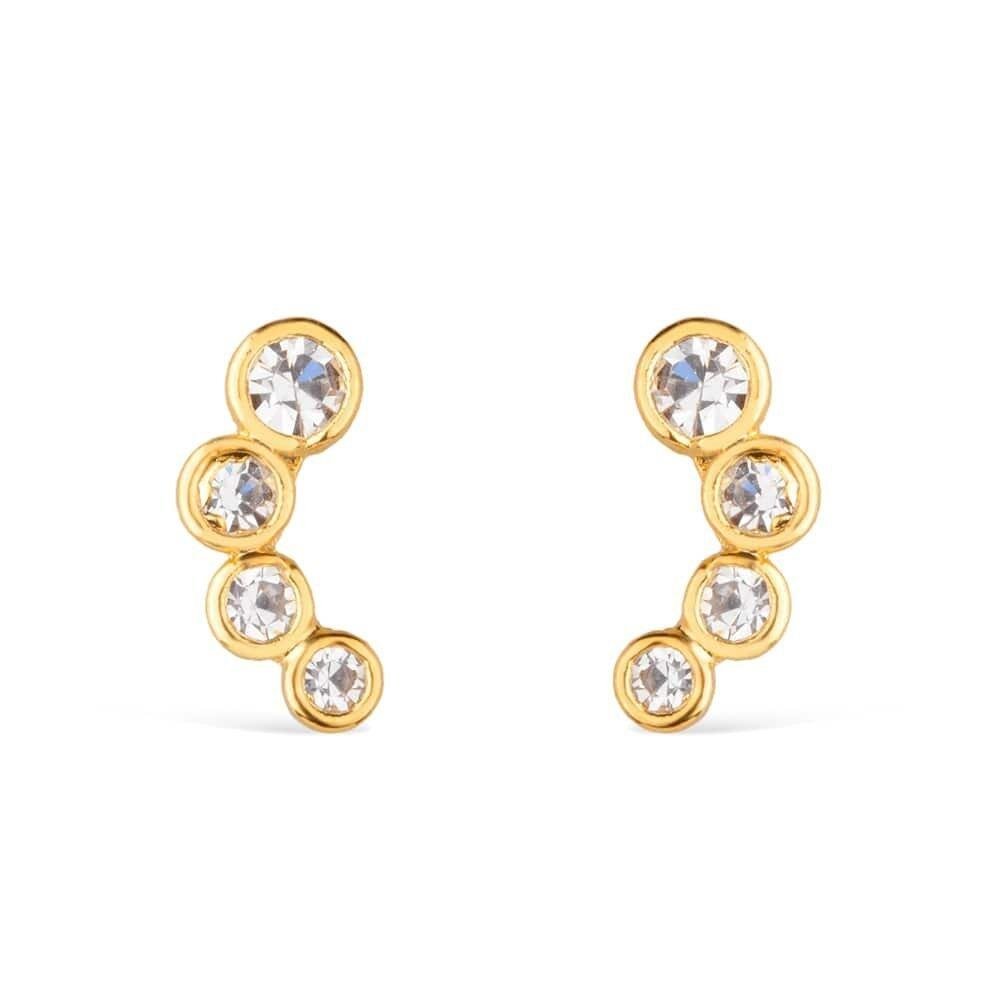 Brinco Dourado com 4 Pontos de Luz em Zircônia