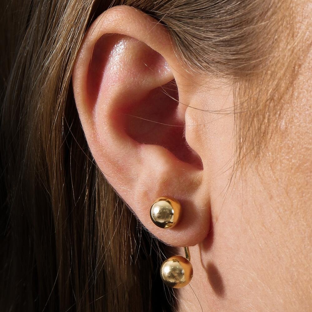 Brinco Dourado de Bola Duplo Dourado 2