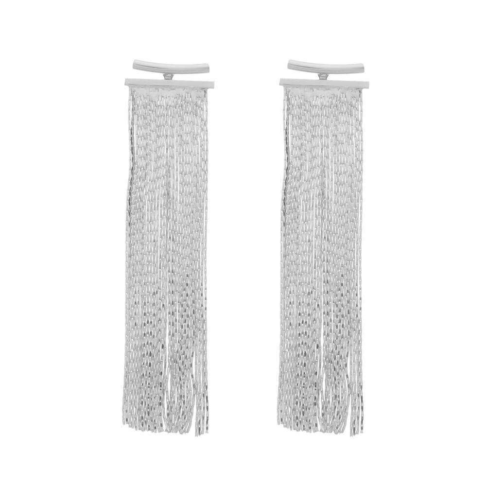 Brinco Prateado de Franja