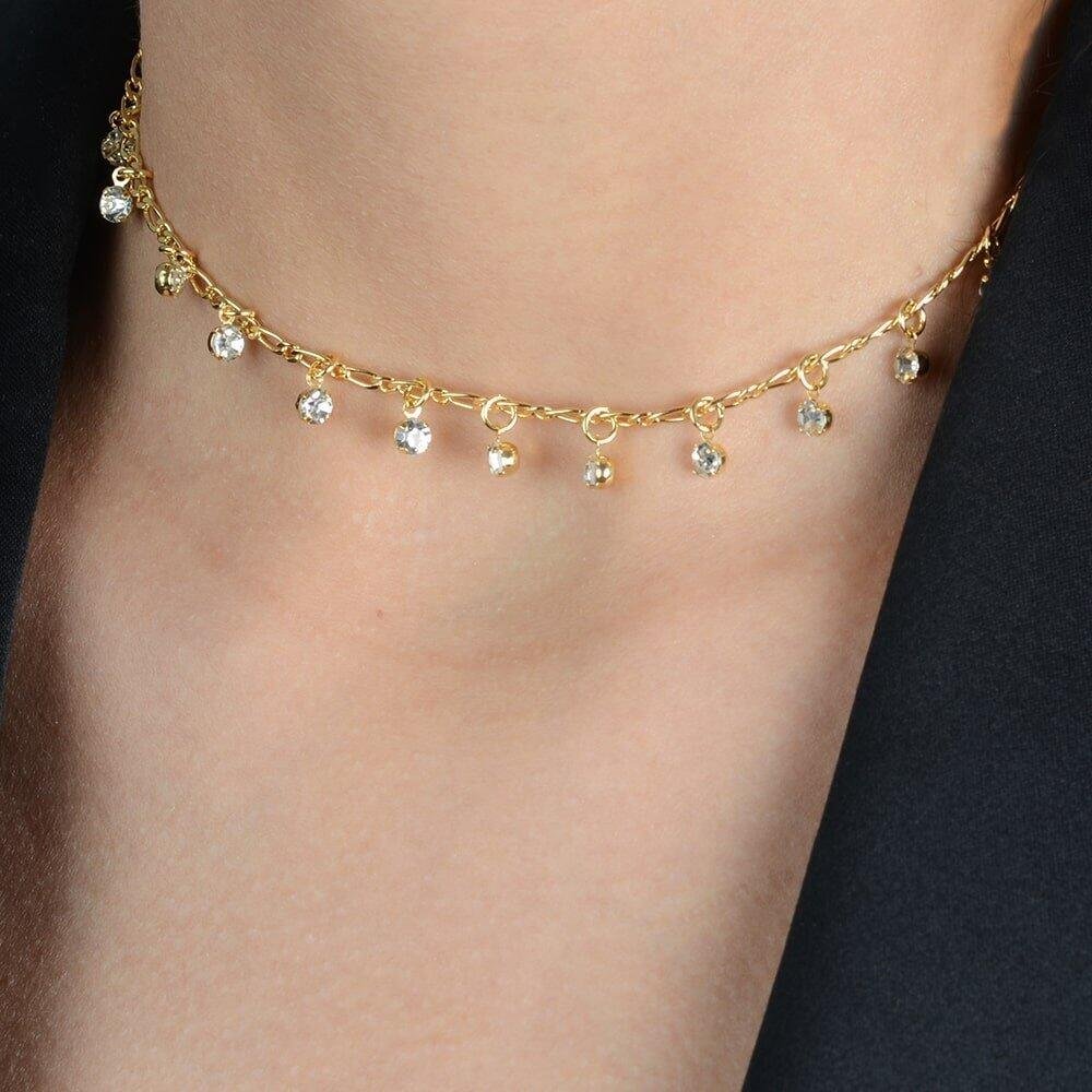 Chocker Dourada Pontos de Luz com Extensor Dourado 2