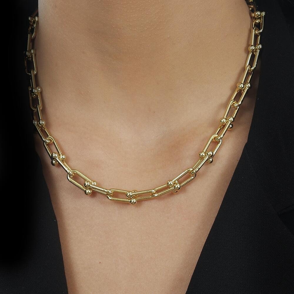 Colar Dourado Chocker Corrente Elos Largos Dourado 2