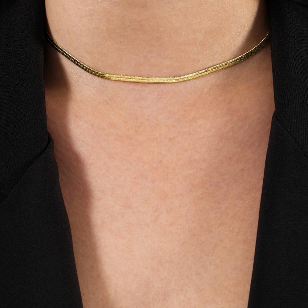 Colar Dourado Chocker de Fita Dourado 2
