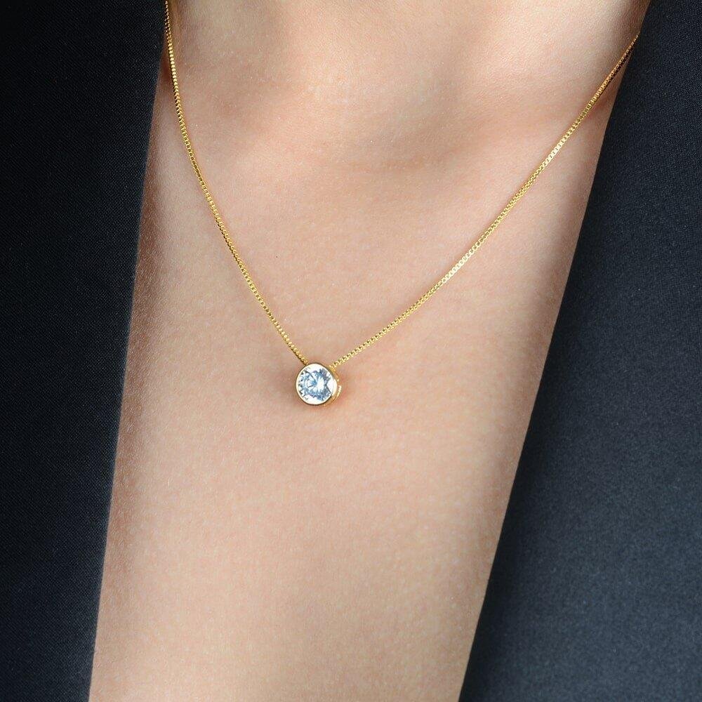 Colar Dourado Zircônia Ponto de Luz Dourado 2