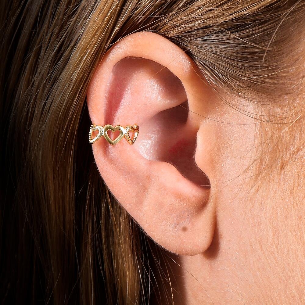 Piercing Dourado de Pressão de Corações Dourado 2