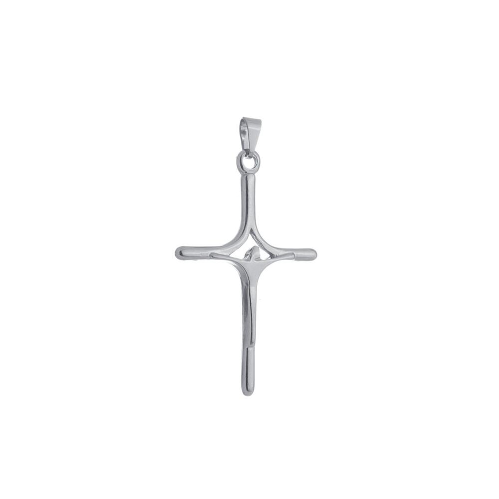 Pingente Prateado Crucifixo Minimalista