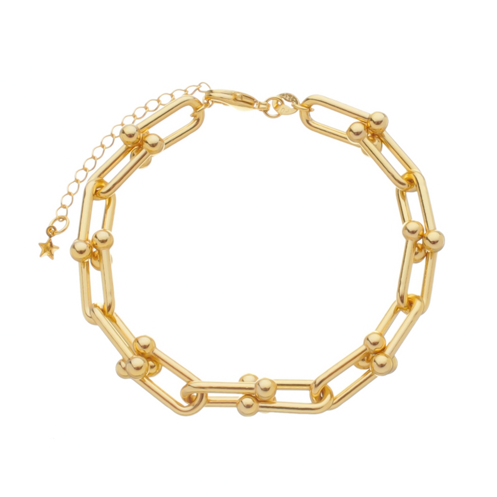 Pulseira Dourada Corrente Elos Largos Dourado 2