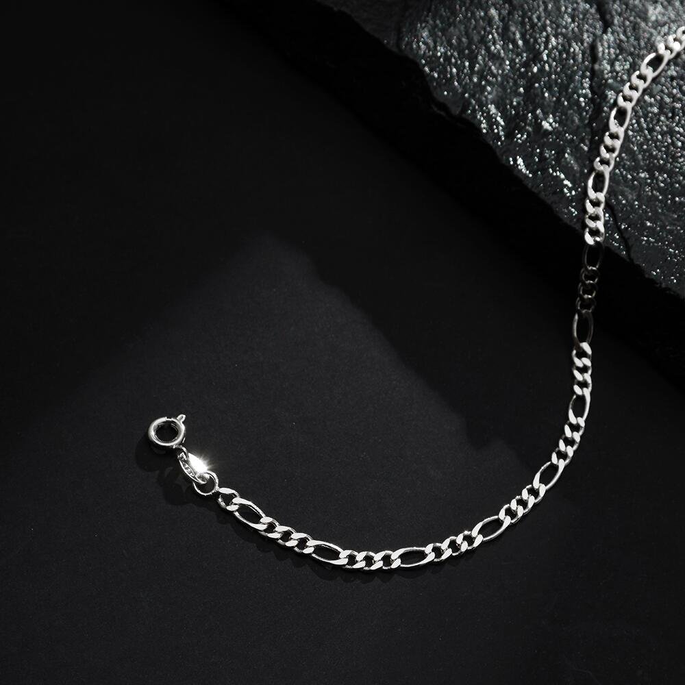 Pulseira Prateada Masculina Elo 3 por 1 - 4mm Prata 3