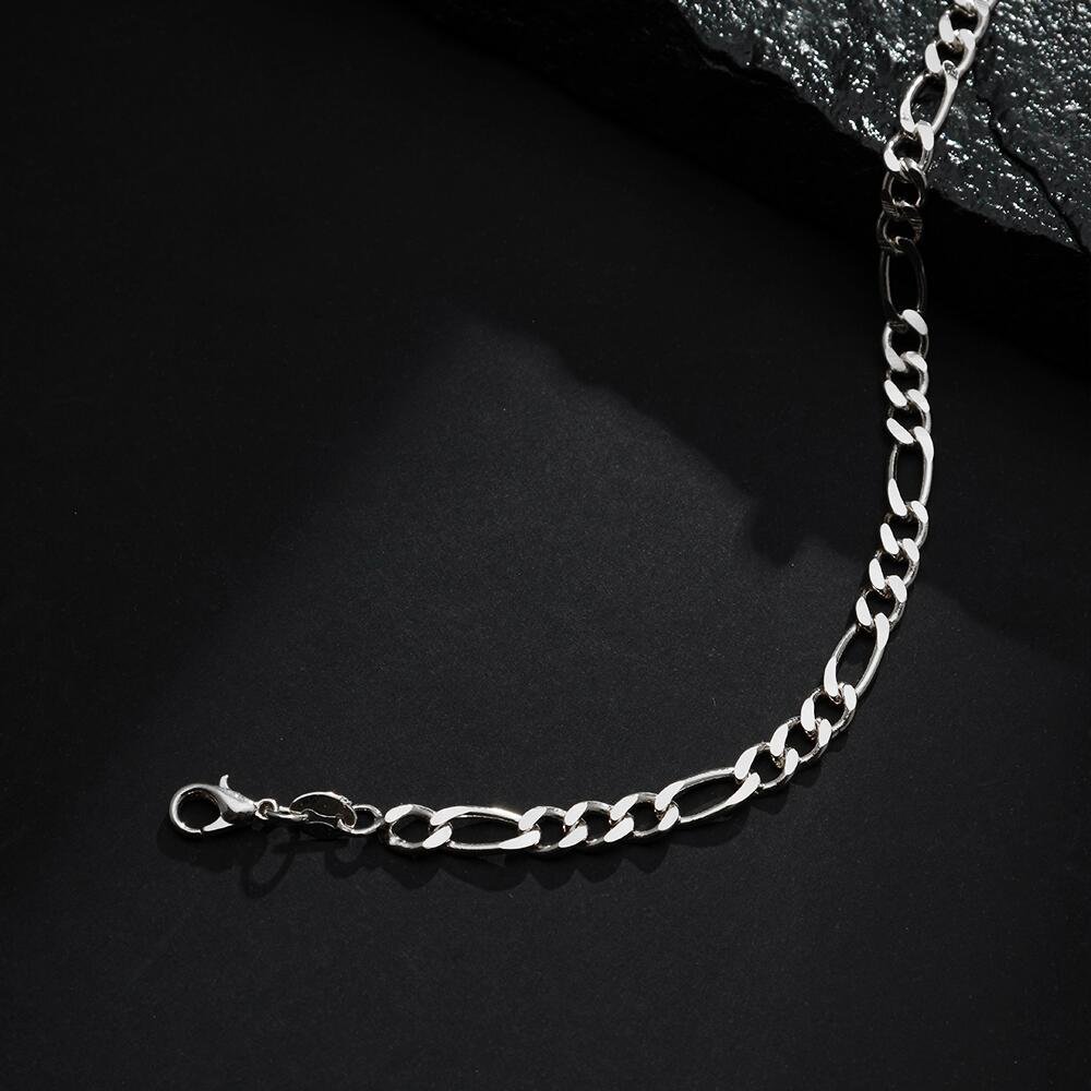 Pulseira Prateada Masculina Elo 3 por 1 - 5mm Prata 3