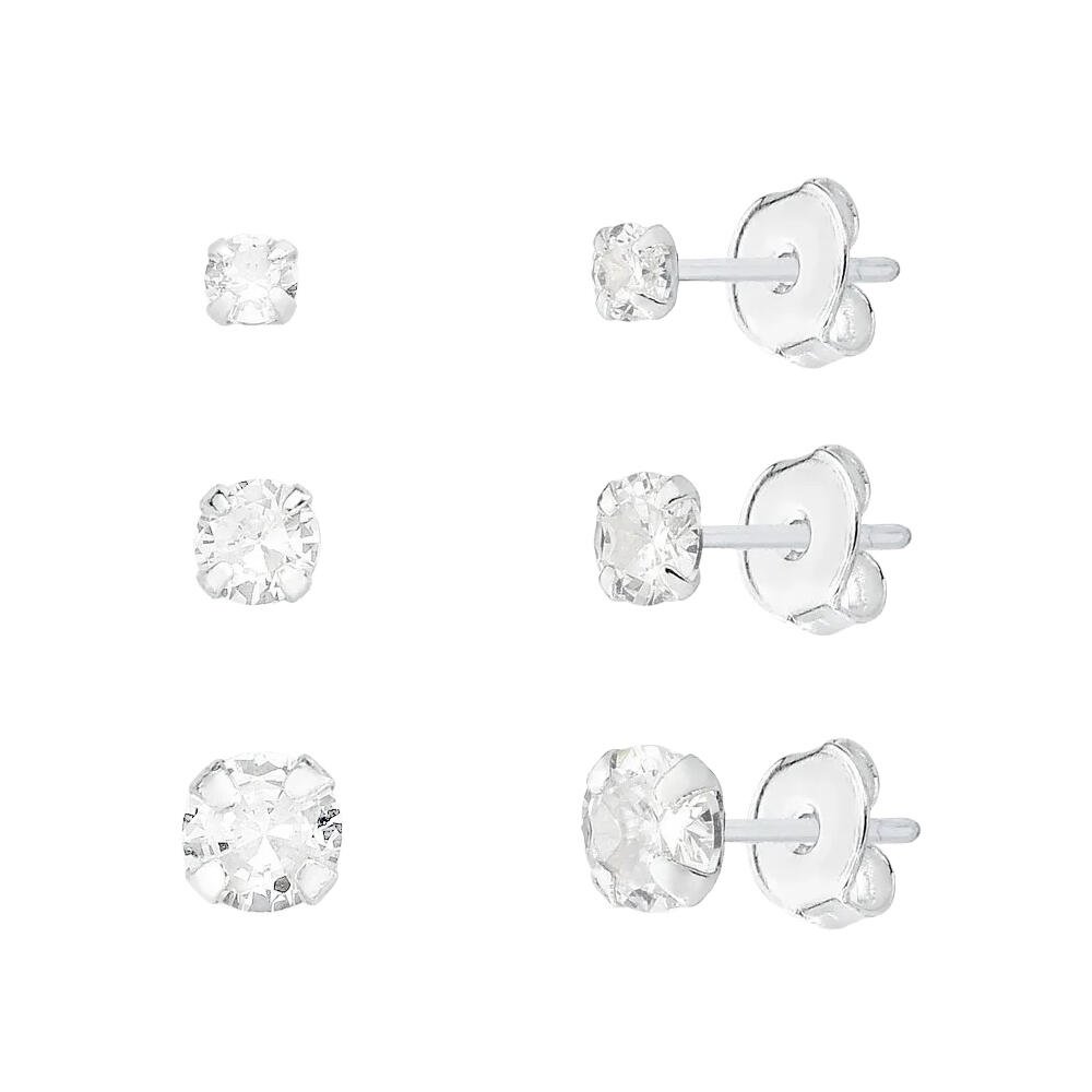 Trio de Ponto de Luz Redondo em Prata 925