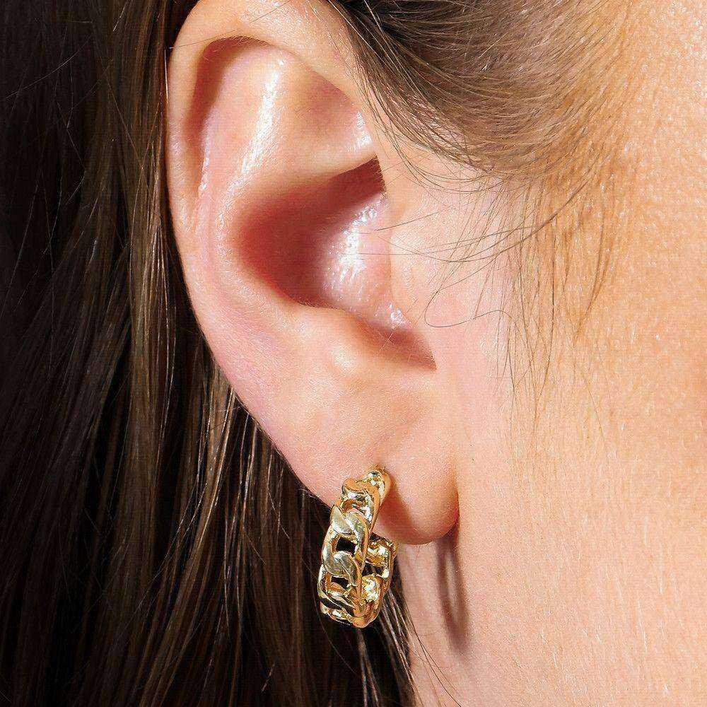 Brinco Dourado de Argola Formato Corrente Pequeno Dourado 2