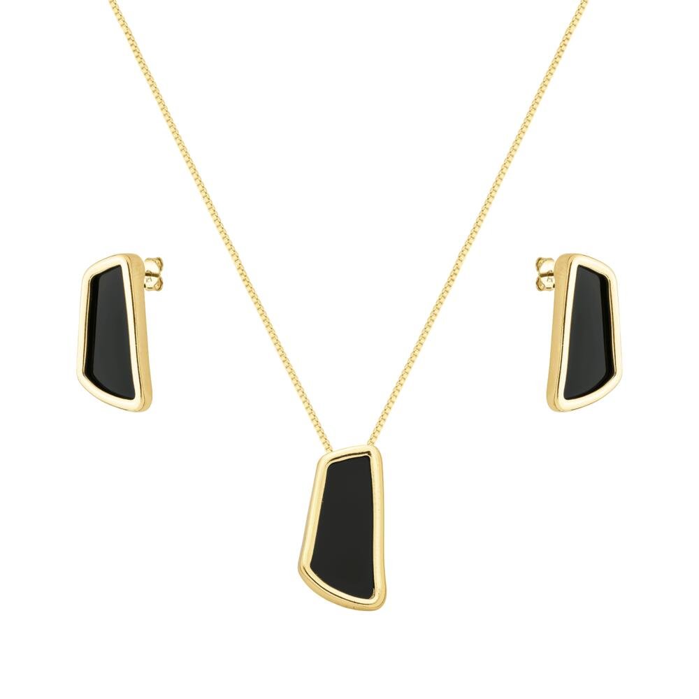 Conjunto Dourado Estilo Orgânico Preto