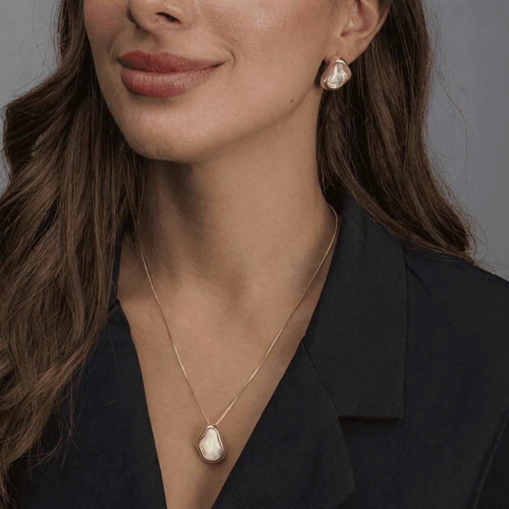 Conjunto Dourado Formato Orgânico Madrepérola Dourado 2