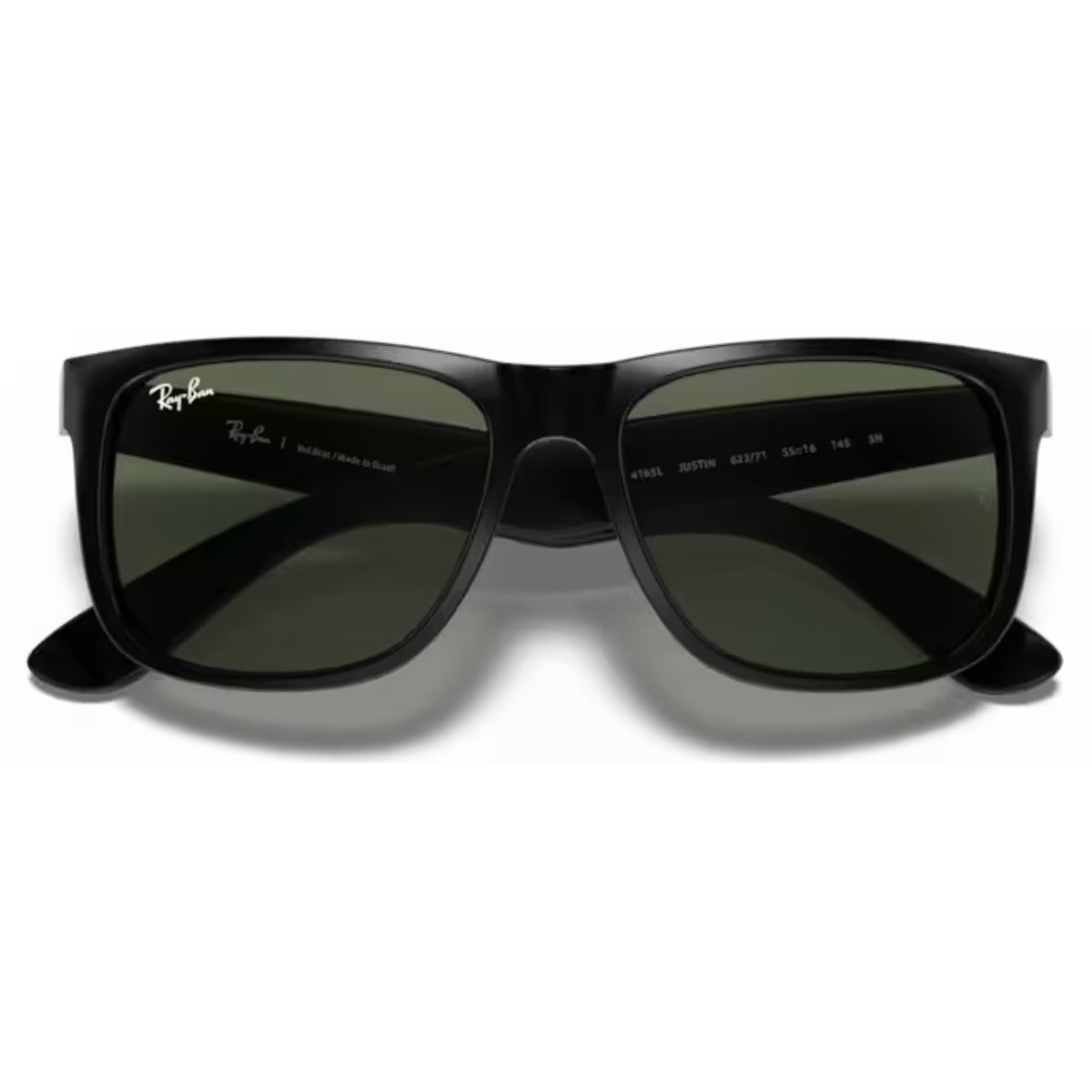Oculos de Sol Ray-Ban Justin Classico Preto Emborrachado Lente Verde-escuro RB4165L 622/71 57 Preto 5
