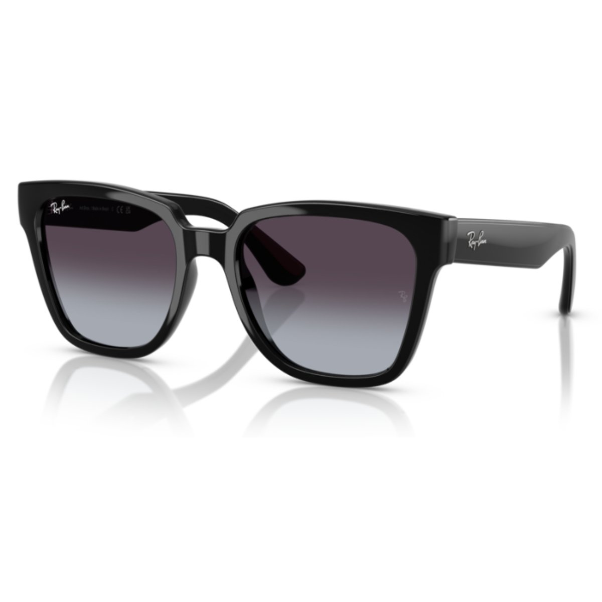 Oculos de Sol Ray-Ban Feminino Quadrado Lente Cinza Degrade RB4437L 601/8G Preto 1