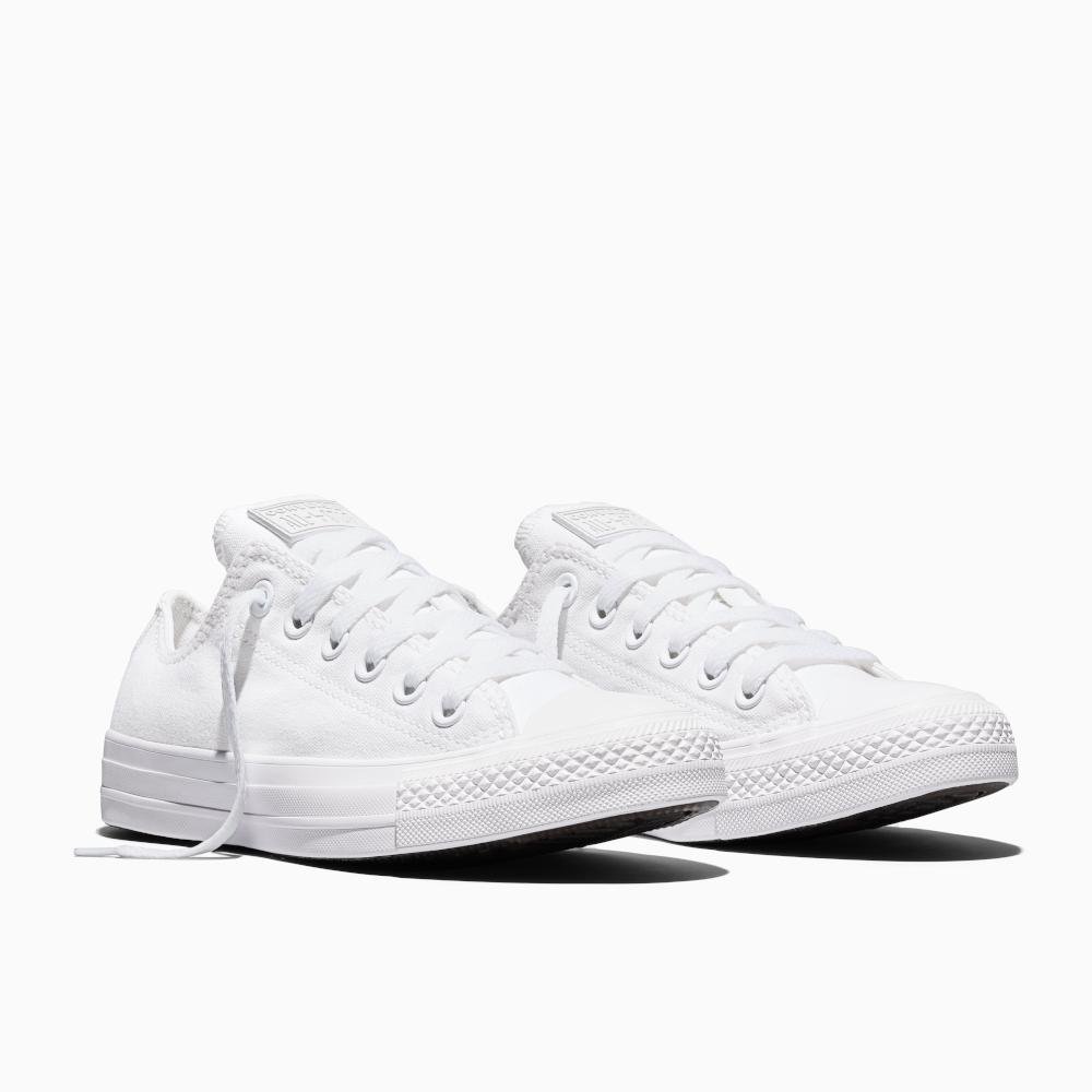 Tênis Chuck Taylor All Star Monochrome Canvas Cano Baixo Branco Branco 6