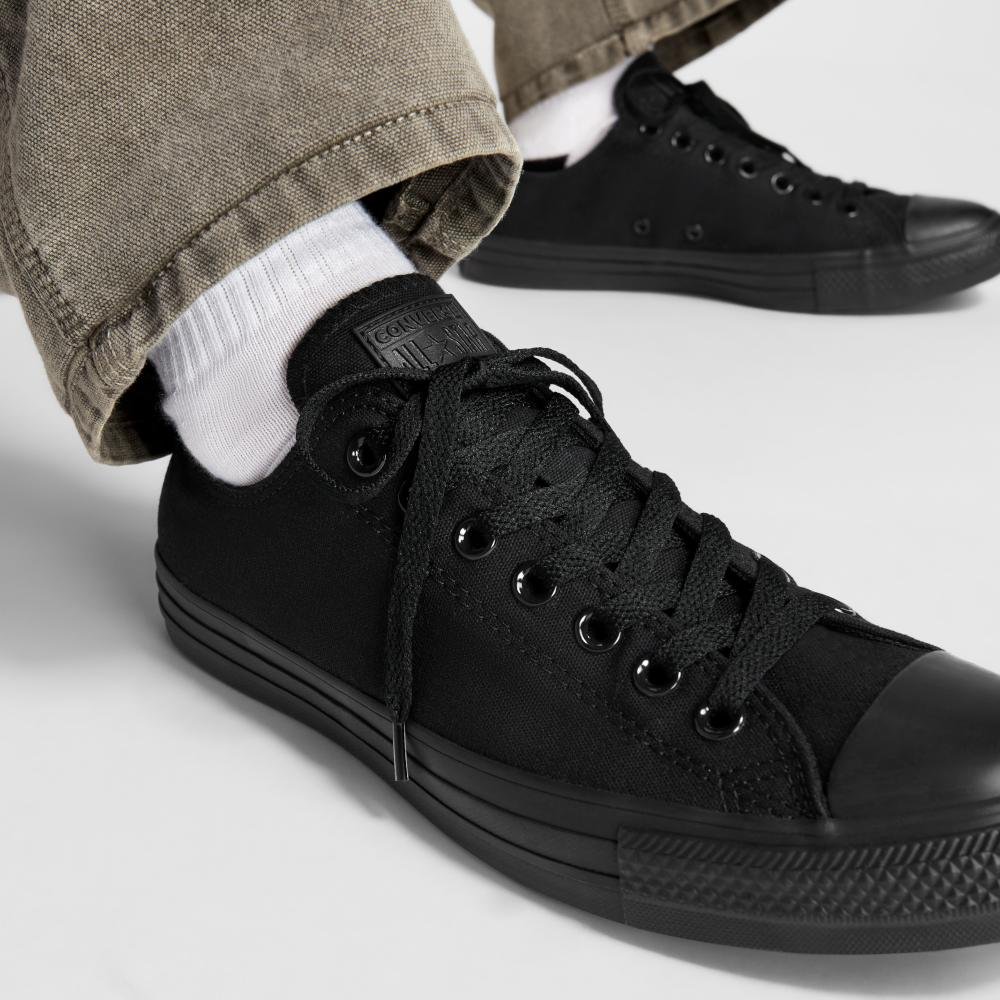 Tênis Chuck Taylor All Star Monochrome Canvas Cano Baixo Preto Preto 2