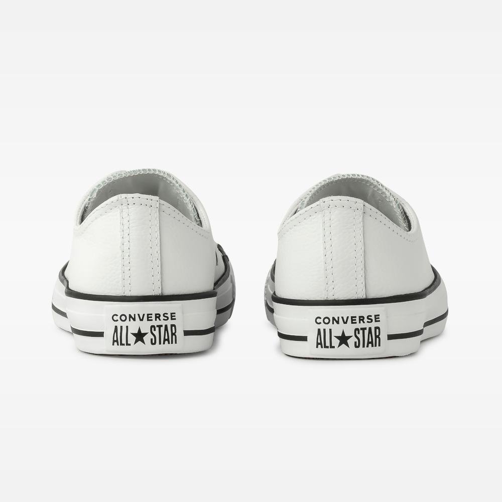 Tênis Chuck Taylor All Star Couro Cano Baixo Branco Branco/Preto 3