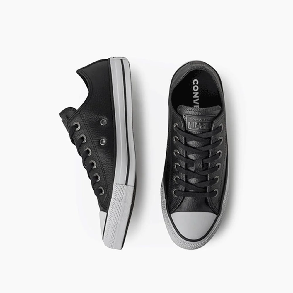 Tênis Chuck Taylor All Star Couro Cano Baixo Preto Preto/Branco 4