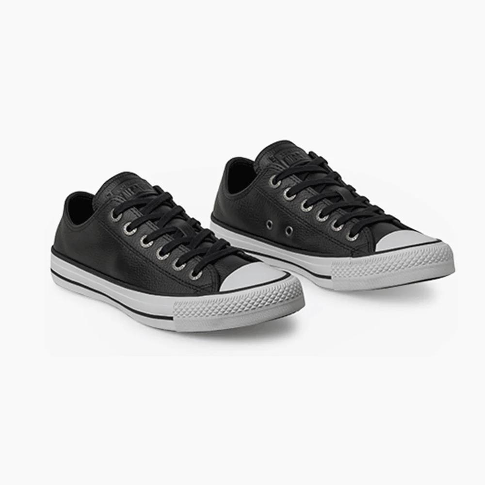 Tênis Chuck Taylor All Star Couro Cano Baixo Preto Preto/Branco 6