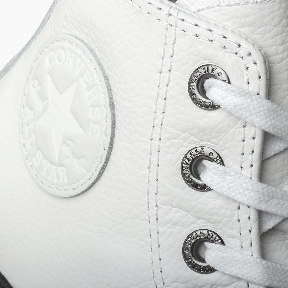 Tênis Chuck Taylor All Star Couro Cano Alto Branco Branco/Preto 2