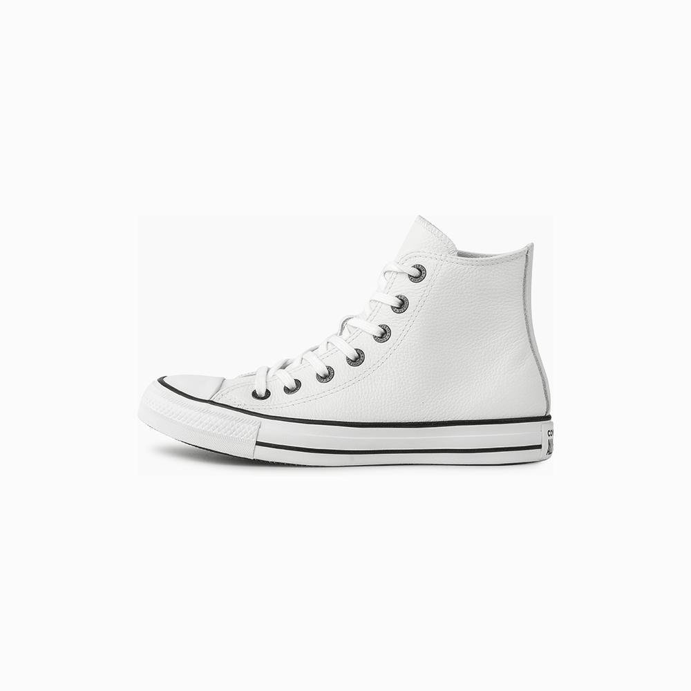 Tênis Chuck Taylor All Star Couro Cano Alto Branco Branco/Preto 6