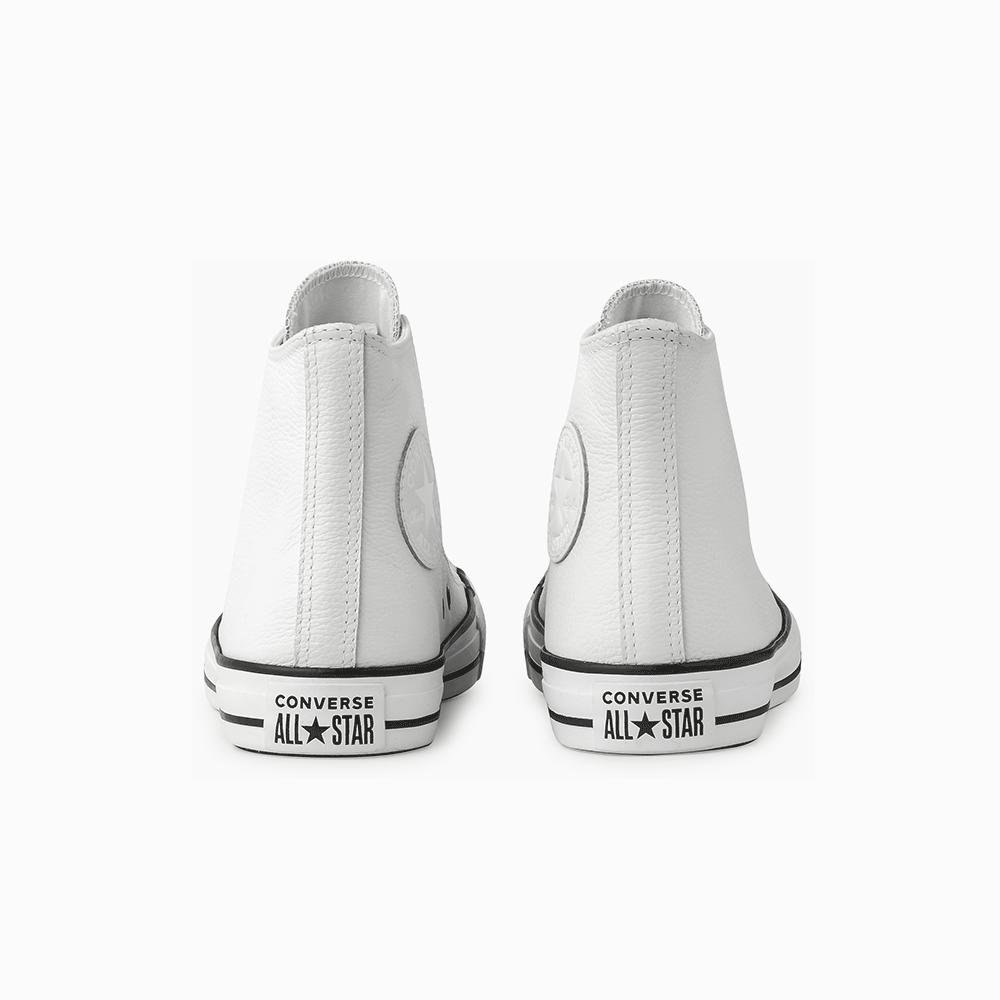 Tênis Chuck Taylor All Star Couro Cano Alto Branco Branco/Preto 8