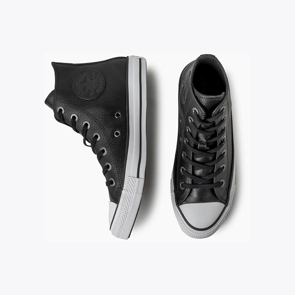 Tênis Chuck Taylor All Star Couro Cano Alto Preto Preto/Branco 4