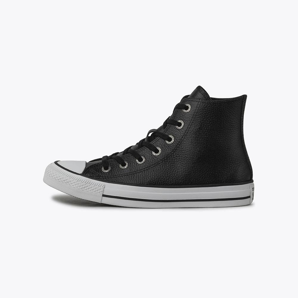 Tênis Chuck Taylor All Star Couro Cano Alto Preto Preto/Branco 6