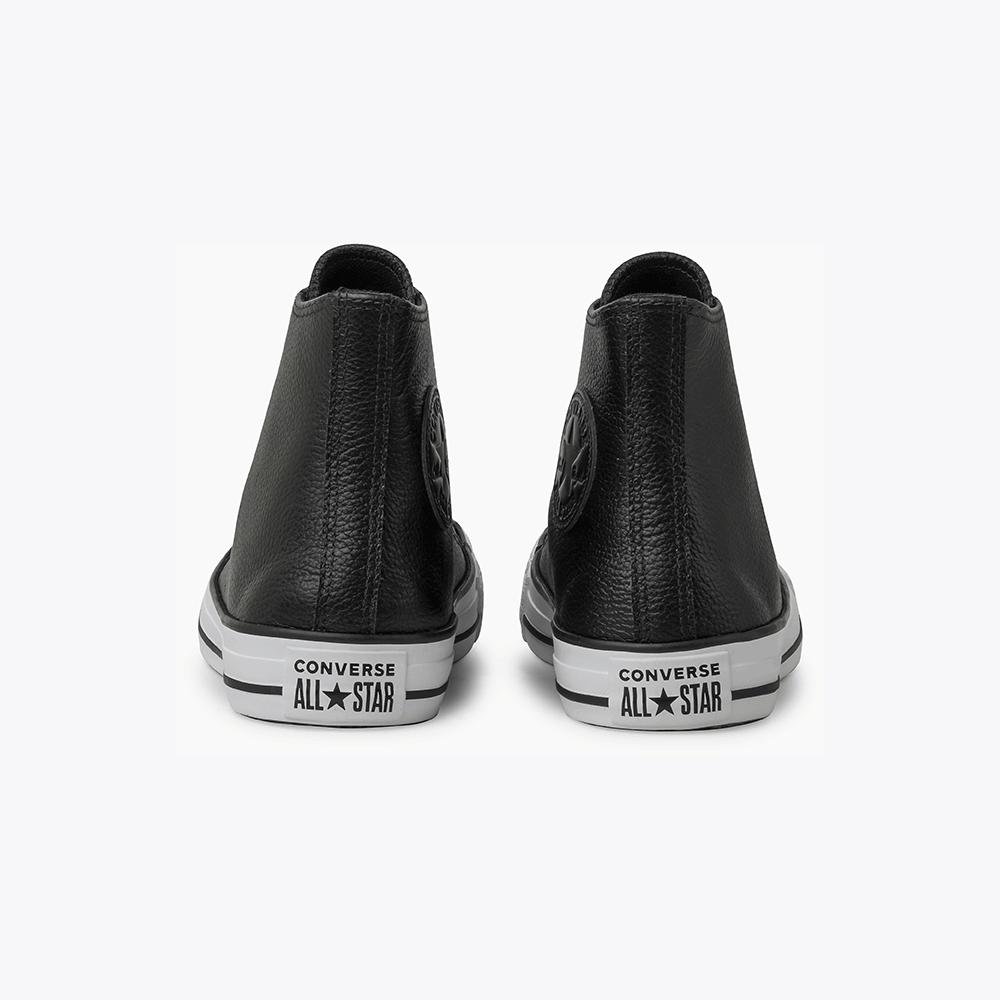 Tênis Chuck Taylor All Star Couro Cano Alto Preto Preto/Branco 8