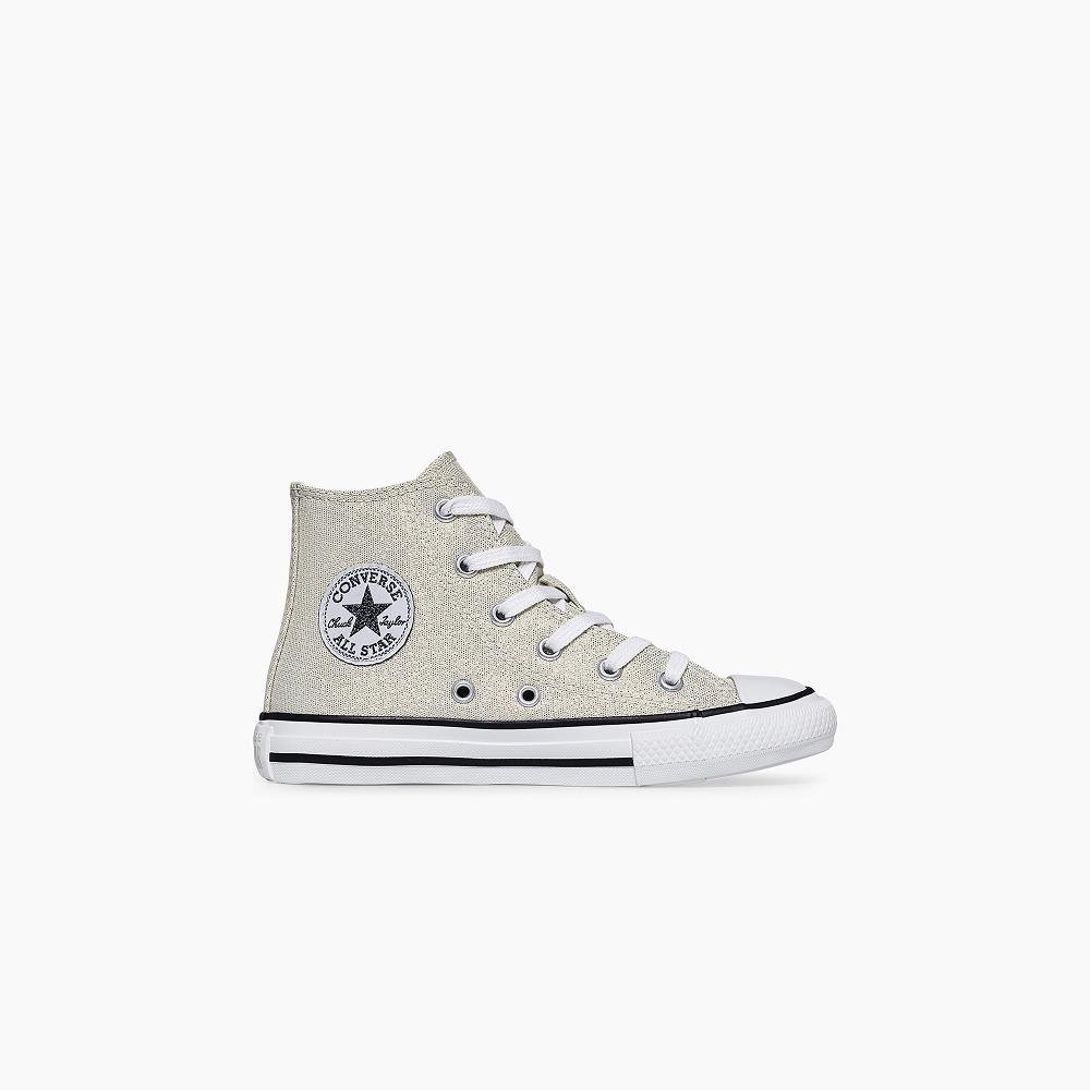 Tênis Juvenil Chuck Taylor All Star Shine Cano Alto Prata