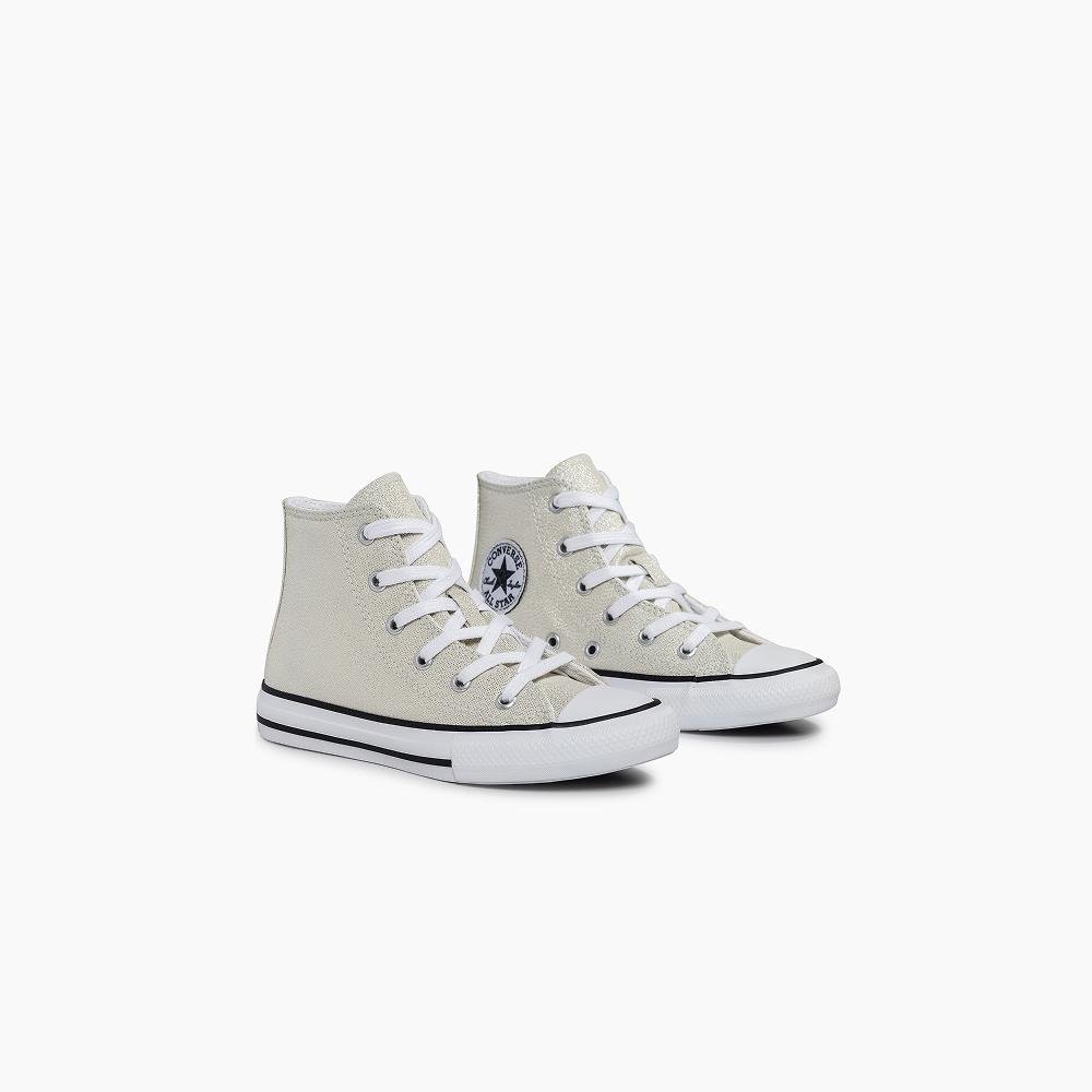 Tênis Juvenil Chuck Taylor All Star Shine Cano Alto Prata Prata 5