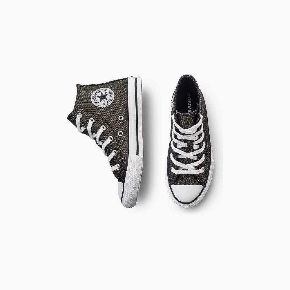 Chuck Taylor All Star Shine Juvenil Cano Alto Preto Preto 2