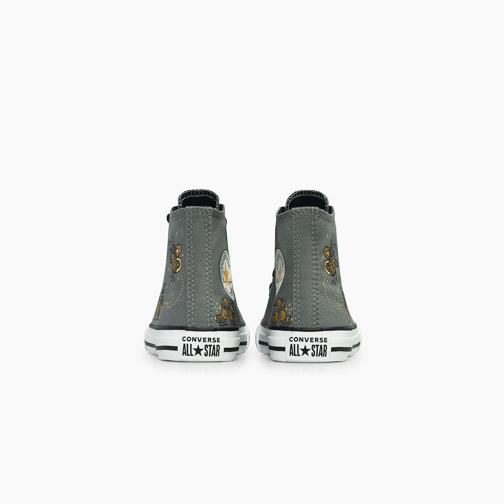 Tênis Juvenil Chuck Taylor All Star Bugs Cano Alto Cinza Cinza 7