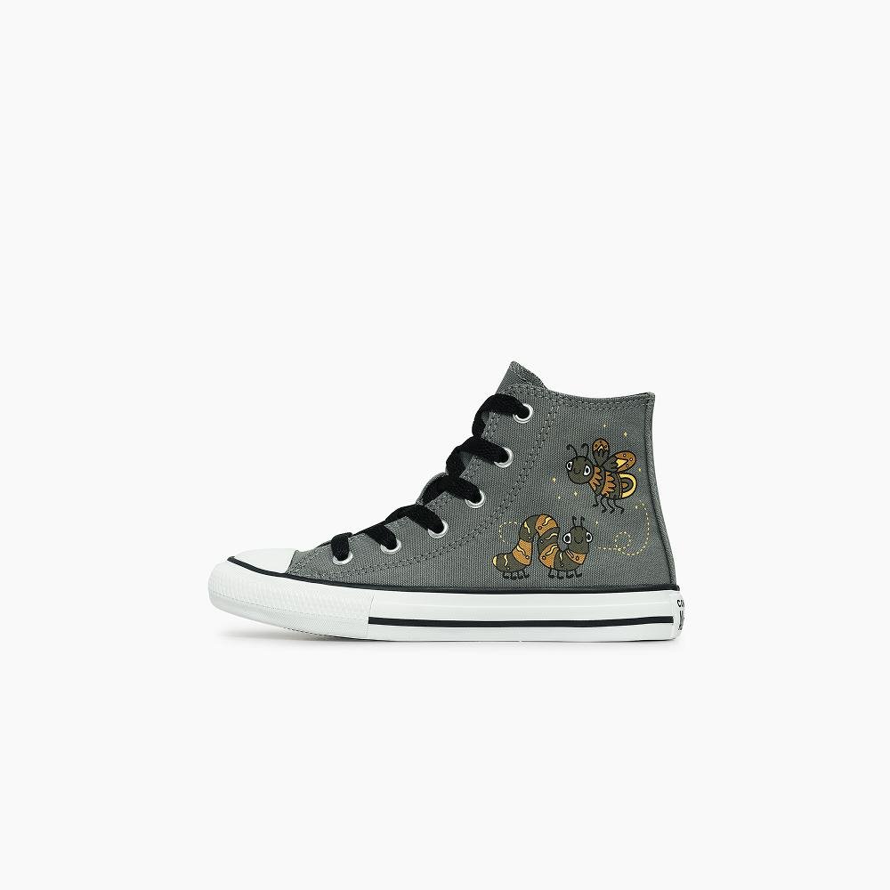 Tênis Juvenil Chuck Taylor All Star Bugs Cano Alto Cinza Cinza 5