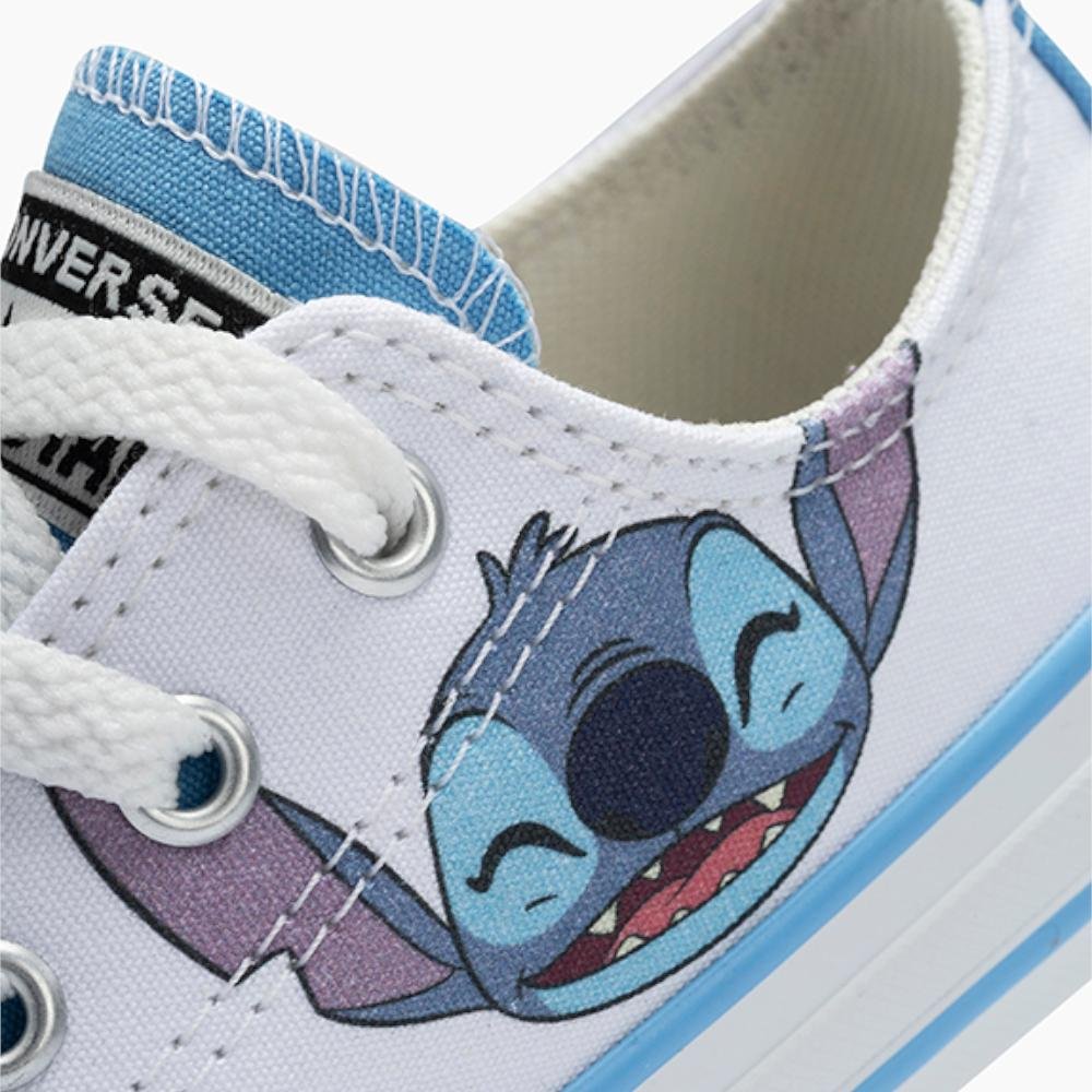 Tênis Juvenil Chuck Taylor All Star Stitch Cano Baixo Branco Branco/Azul 3