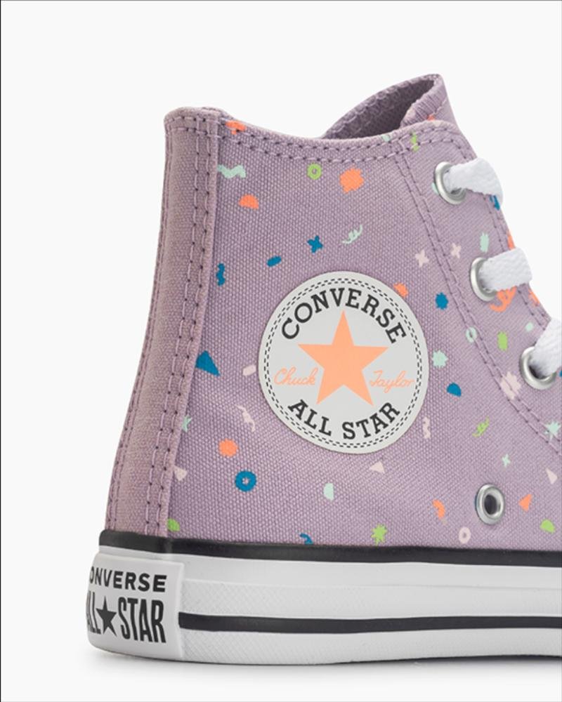 Tênis Juvenil Chuck Taylor All Star Confetti Party Alto Roxo Roxo 2